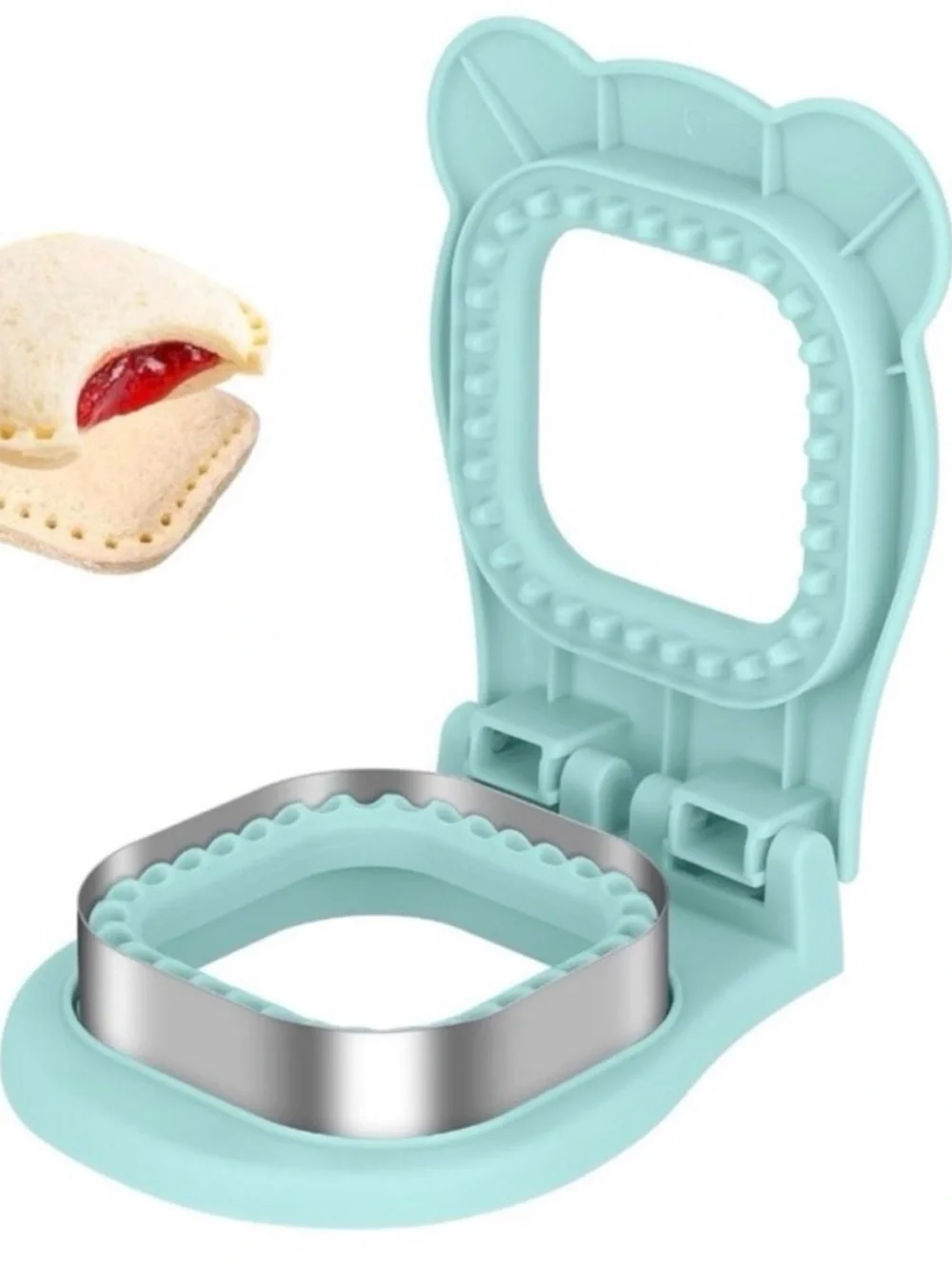 💞 New Light Blue Square Uncrustable-Style Sandwich Cutter and Sealer